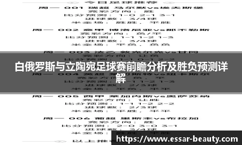白俄罗斯与立陶宛足球赛前瞻分析及胜负预测详解